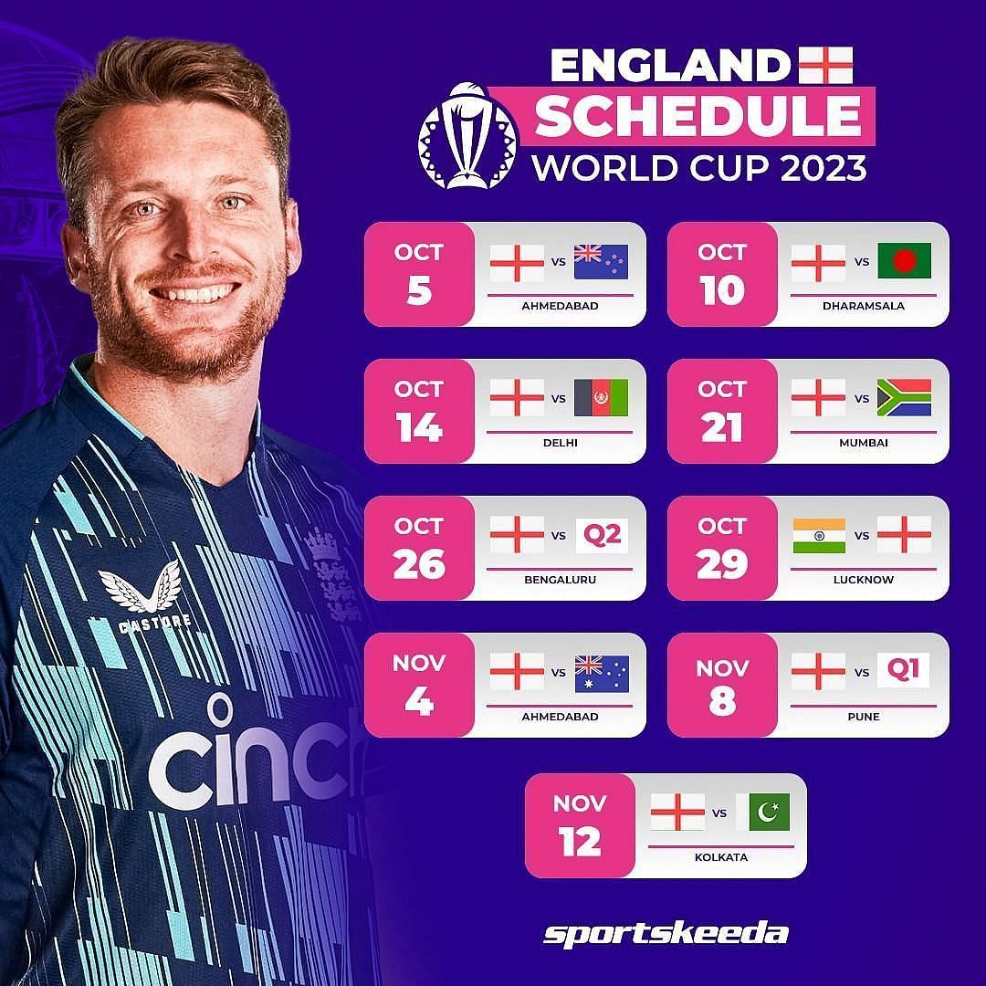 England Cricket World Cup 2023 Schedule